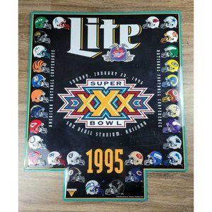 Vtg 1995 Super Bowl 30 Beer sign Tin Miller Lite 36X24 AFC NFC NFL